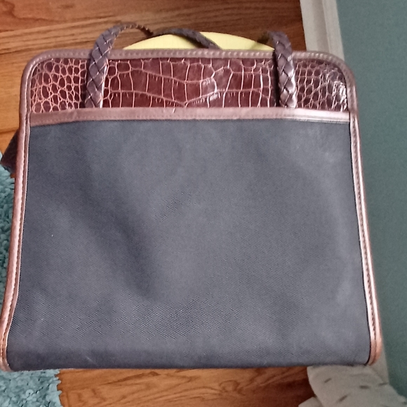 Brighton Black Nylon & Faux Brown Croc Embossed Handbag - Picture 3 of 12